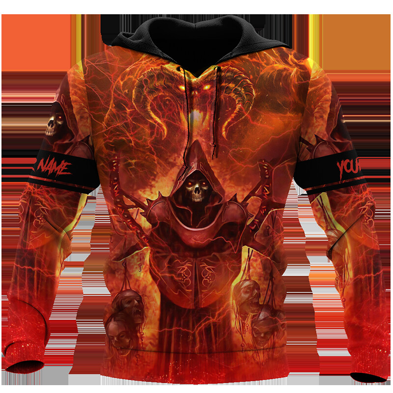 Vīriešu šausmu galvaskausa grafiski kapuci vīriešiem rudens 3D pilna apdruka Harajuku ar garām piedurknēm Ikdienas apģērbs ar kapuci Tīpas apģērbs