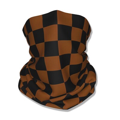 Fekete és csokoládébarna sakktáblás kockás bandana nyakhuzat Nyomtatott balaklava pakolás sál fejfedő túrázás unisex tél