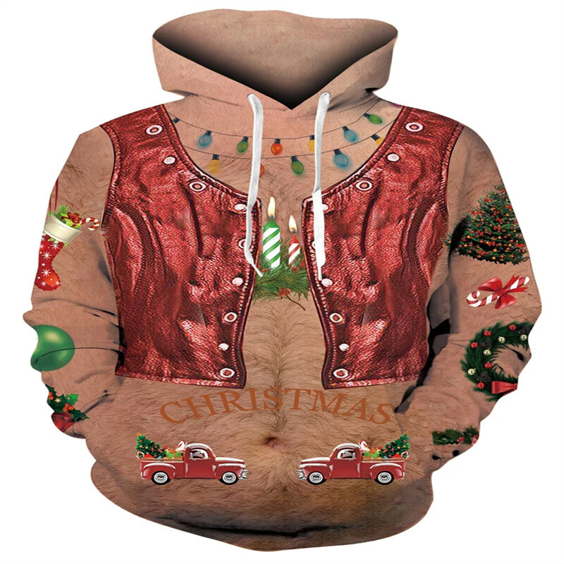 Îmbrăcăminte sportivă de Crăciun Imprimare 3D Moda ocazională pentru femei Hanorac cu gât turnat Top pentru bărbați cu mânecă lungă Puloverul supradimensionat este liber