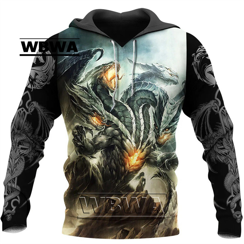 Prekrasan Fire Dragon 3D Muški hoodie s kapuljačom, uniseks majice s kapuljačom, Jesenska ulična odjeća, Ležerna jakna, Trenirka KK749