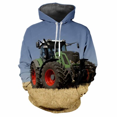 Tractor Engineering Car 3D Printed Vasaras Vīriešu Kapucis Modes Klasisks Trend Street Ikdienas brīvs Kvalitatīvs Virsapģērbs