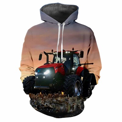 Tractor Engineering Car 3D Printed Vasaras Vīriešu Kapucis Modes Klasisks Trend Street Ikdienas brīvs Kvalitatīvs Virsapģērbs