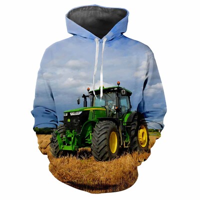 Tractor Engineering Car 3D Printed Vasaras Vīriešu Kapucis Modes Klasisks Trend Street Ikdienas brīvs Kvalitatīvs Virsapģērbs