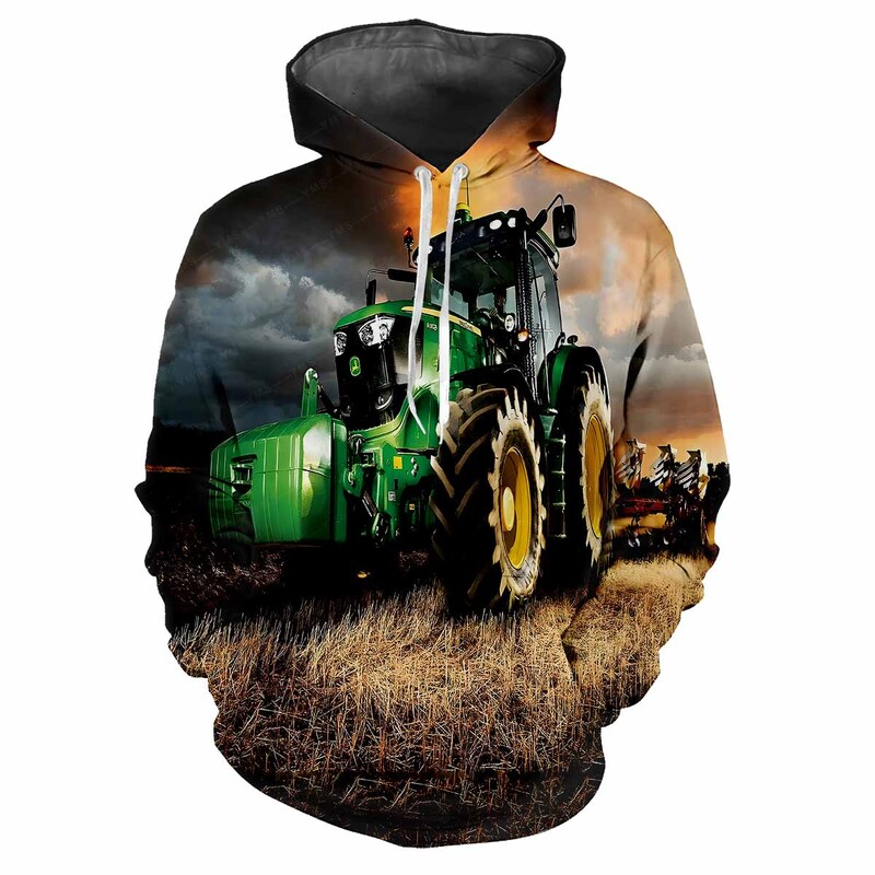 Tractor Engineering Car 3D Printed Vasaras Vīriešu Kapucis Modes Klasisks Trend Street Ikdienas brīvs Kvalitatīvs Virsapģērbs