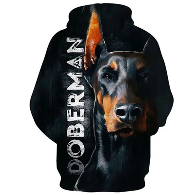 Doberman Dog 3D γραφικά κουκούλα με φερμουάρ για αρσενικά φούτερ Animel Μπλούζες πουλόβερ Streetwear Μπλούζες για ανδρικά ρούχα Hoodie Προσφορές