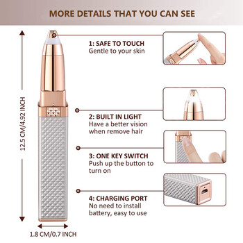 Дамски електрически уред за премахване на косми USB зареждане Безболезнен уред за премахване на косми по лицето Бикини Самобръсначка Бръснач Инструменти за подстригване на вежди на лицето