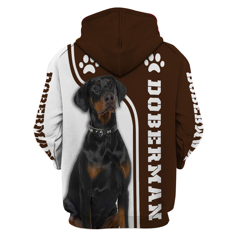 Inteligentný pes Doberman 3D tlačené pánske mikiny s kapucňou unisex sveter streetwear bunda chlapec ležérne nadrozmerné teplákové súpravy