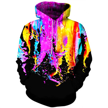 Abstract Smog Graphic Hoodie Men Clothing 3D Traffiti Neon Printed New in Hoodie Women Harajuku Fashion y2k Pullover Sweatshirt