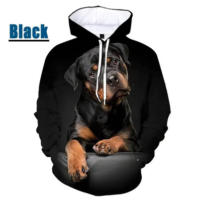 Uued 3D Rottweile trükitud pop-kapuutsid Meestele Koer Lovina Graafilised Spordi Sviitrid Lastemood Tänavarõivad Pullovers Lahe kapuuts