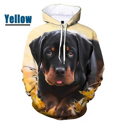 Uued 3D Rottweile trükitud pop-kapuutsid Meestele Koer Lovina Graafilised Spordi Sviitrid Lastemood Tänavarõivad Pullovers Lahe kapuuts