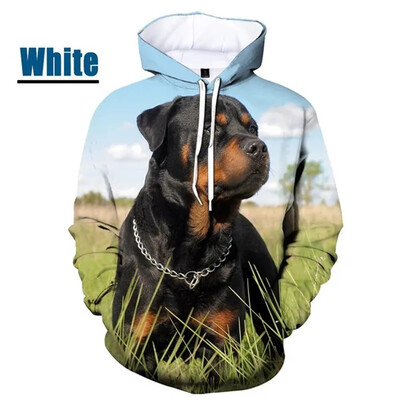 Uued 3D Rottweile trükitud pop-kapuutsid Meestele Koer Lovina Graafilised Spordi Sviitrid Lastemood Tänavarõivad Pullovers Lahe kapuuts