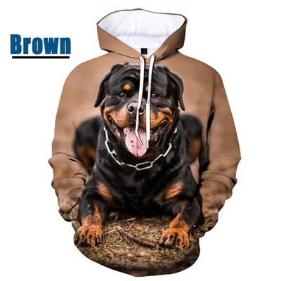 Uued 3D Rottweile trükitud pop-kapuutsid Meestele Koer Lovina Graafilised Spordi Sviitrid Lastemood Tänavarõivad Pullovers Lahe kapuuts