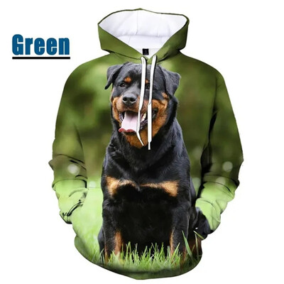 Uued 3D Rottweile trükitud pop-kapuutsid Meestele Koer Lovina Graafilised Spordi Sviitrid Lastemood Tänavarõivad Pullovers Lahe kapuuts