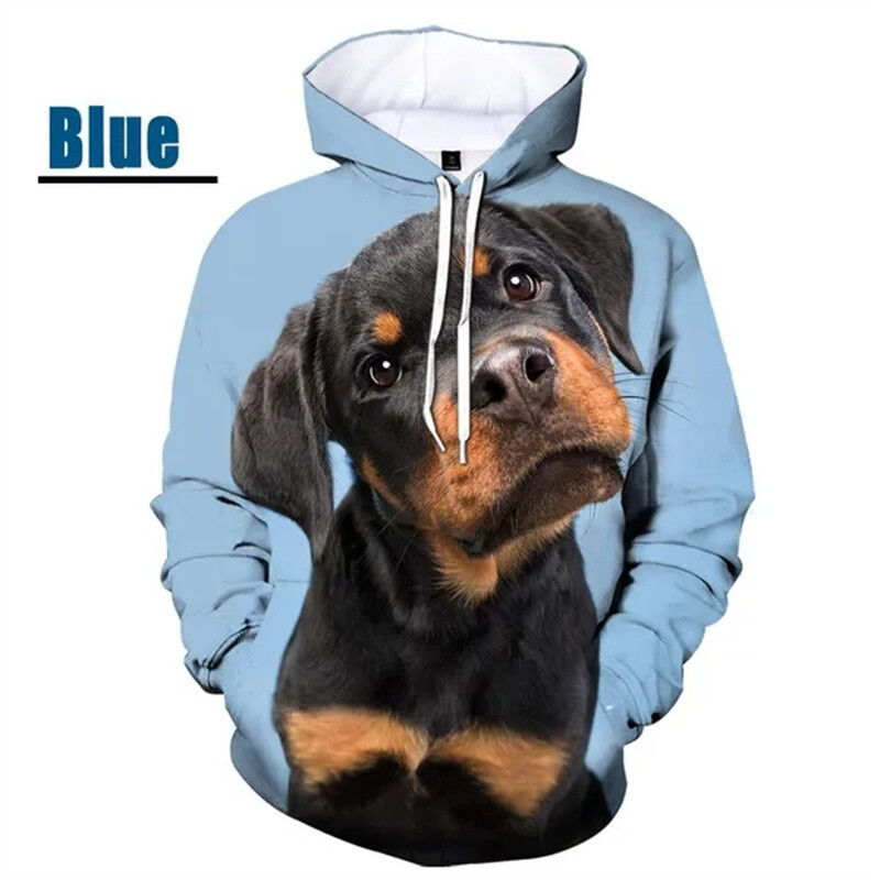Uued 3D Rottweile trükitud pop-kapuutsid Meestele Koer Lovina Graafilised Spordi Sviitrid Lastemood Tänavarõivad Pullovers Lahe kapuuts