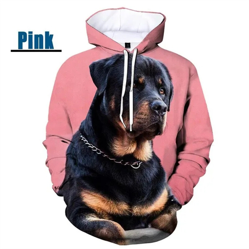 Uued 3D Rottweile trükitud pop-kapuutsid Meestele Koer Lovina Graafilised Spordi Sviitrid Lastemood Tänavarõivad Pullovers Lahe kapuuts