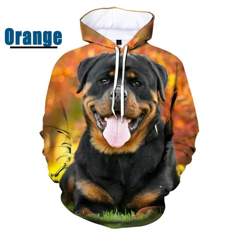 Uued 3D Rottweile trükitud pop-kapuutsid Meestele Koer Lovina Graafilised Spordi Sviitrid Lastemood Tänavarõivad Pullovers Lahe kapuuts
