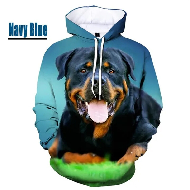 Uued 3D Rottweile trükitud pop-kapuutsid Meestele Koer Lovina Graafilised Spordi Sviitrid Lastemood Tänavarõivad Pullovers Lahe kapuuts