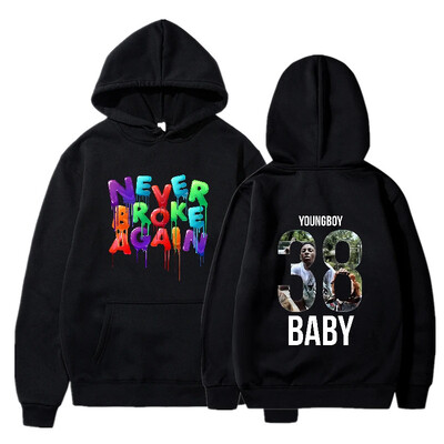 Ποτέ δεν έσπασε ξανά YoungBoy Hoodies Ανδρικά γράμματα γραφικά εμπριμέ Φούτερ Γυναικείες Cool Casual Harajuku Streetwear Πουλόβερ