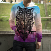 Jauns Dzīvnieku nakts pūce 3D drukas kapuces ar rāvējslēdzēju Vīriešu sieviešu bērnu džemperi ar kapuci Modes ikdienišķs, foršs, ar rāvējslēdzēju aiztaisāms kapuci Apģērbs