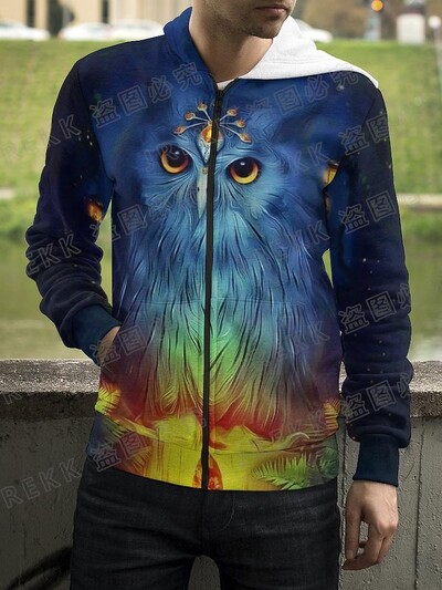 Jauns Dzīvnieku nakts pūce 3D drukas kapuces ar rāvējslēdzēju Vīriešu sieviešu bērnu džemperi ar kapuci Modes ikdienišķs, foršs, ar rāvējslēdzēju aiztaisāms kapuci Apģērbs