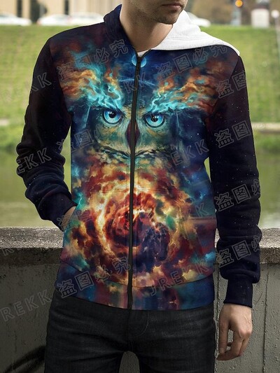 Jauns Dzīvnieku nakts pūce 3D drukas kapuces ar rāvējslēdzēju Vīriešu sieviešu bērnu džemperi ar kapuci Modes ikdienišķs, foršs, ar rāvējslēdzēju aiztaisāms kapuci Apģērbs