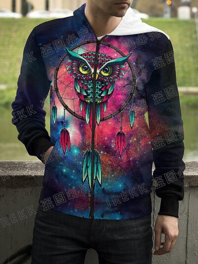 Jauns Dzīvnieku nakts pūce 3D drukas kapuces ar rāvējslēdzēju Vīriešu sieviešu bērnu džemperi ar kapuci Modes ikdienišķs, foršs, ar rāvējslēdzēju aiztaisāms kapuci Apģērbs