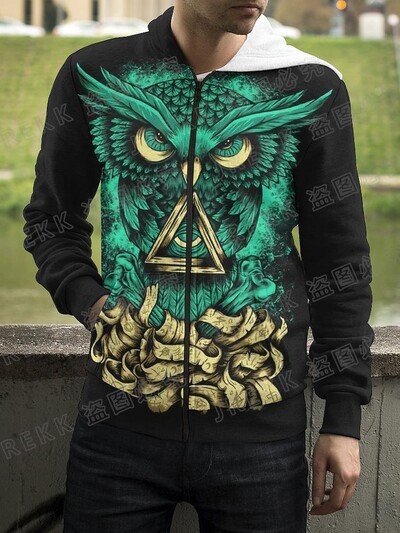 Jauns Dzīvnieku nakts pūce 3D drukas kapuces ar rāvējslēdzēju Vīriešu sieviešu bērnu džemperi ar kapuci Modes ikdienišķs, foršs, ar rāvējslēdzēju aiztaisāms kapuci Apģērbs