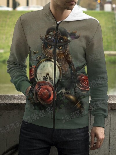 Jauns Dzīvnieku nakts pūce 3D drukas kapuces ar rāvējslēdzēju Vīriešu sieviešu bērnu džemperi ar kapuci Modes ikdienišķs, foršs, ar rāvējslēdzēju aiztaisāms kapuci Apģērbs