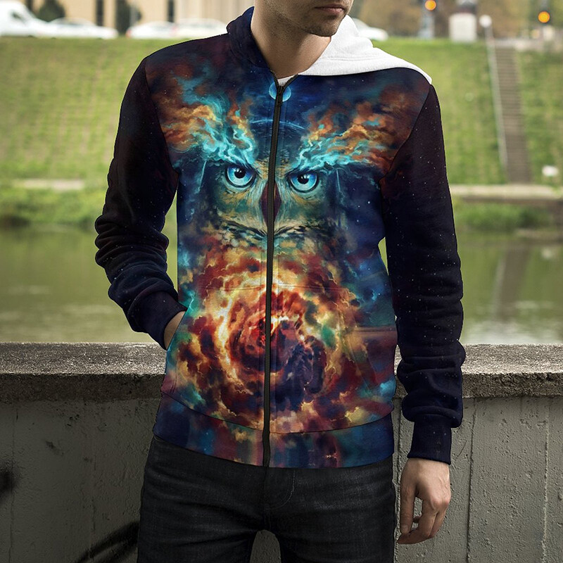 Jauns Dzīvnieku nakts pūce 3D drukas kapuces ar rāvējslēdzēju Vīriešu sieviešu bērnu džemperi ar kapuci Modes ikdienišķs, foršs, ar rāvējslēdzēju aiztaisāms kapuci Apģērbs