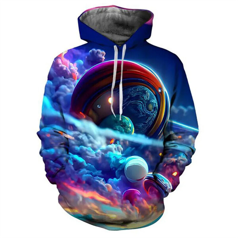 Colorate Planet Galaxy Hanorace imprimate 3D pentru bărbați Haine Harajuku Hanorace de modă Casual Streetwear Pulovere Trening Top