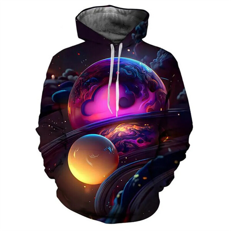 Colorate Planet Galaxy Hanorace imprimate 3D pentru bărbați Haine Harajuku Hanorace de modă Casual Streetwear Pulovere Trening Top