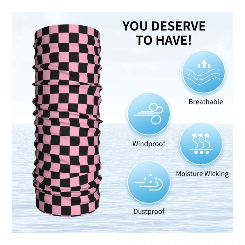 Rūtainas rozā un melnas bandānas kakla getras apdrukātas balaklavas sejas maska šalle silta riteņbraukšana brīvā dabā vīriešiem sievietēm pieaugušajiem pieaugušajiem