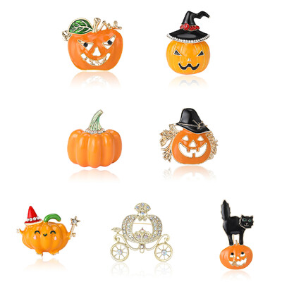 Halloween Pumpkin Brooches for Women Unisex Lovely Plant Pins Multi-color Available Party Accessories Gifts