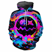 Μοντέρνα ανδρικά κουκούλα με μοτίβα χρωστικής ψηφιακής εκτύπωσης Casual μακρυμάνικα μπλουζάκια με κουκούλα από χοντρό ύφασμα