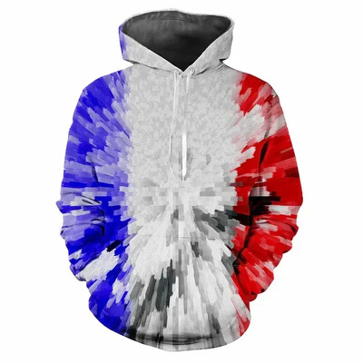 Μοντέρνα ανδρικά κουκούλα με μοτίβα χρωστικής ψηφιακής εκτύπωσης Casual μακρυμάνικα μπλουζάκια με κουκούλα από χοντρό ύφασμα