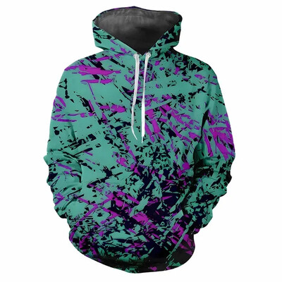 Μοντέρνα ανδρικά κουκούλα με μοτίβα χρωστικής ψηφιακής εκτύπωσης Casual μακρυμάνικα μπλουζάκια με κουκούλα από χοντρό ύφασμα