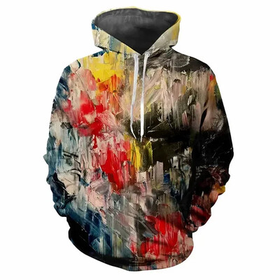 Μοντέρνα ανδρικά κουκούλα με μοτίβα χρωστικής ψηφιακής εκτύπωσης Casual μακρυμάνικα μπλουζάκια με κουκούλα από χοντρό ύφασμα