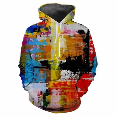 Μοντέρνα ανδρικά κουκούλα με μοτίβα χρωστικής ψηφιακής εκτύπωσης Casual μακρυμάνικα μπλουζάκια με κουκούλα από χοντρό ύφασμα