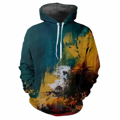 Μοντέρνα ανδρικά κουκούλα με μοτίβα χρωστικής ψηφιακής εκτύπωσης Casual μακρυμάνικα μπλουζάκια με κουκούλα από χοντρό ύφασμα