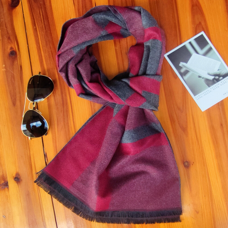 Luksusa zīmols Ziemas Vīriešu Kašmira Šalle Svītrains Kakla lakats Šalles Šalle Ikdienišķa Bārkstis Aptinumi Vīrietis Bizness Pashmina Foulard