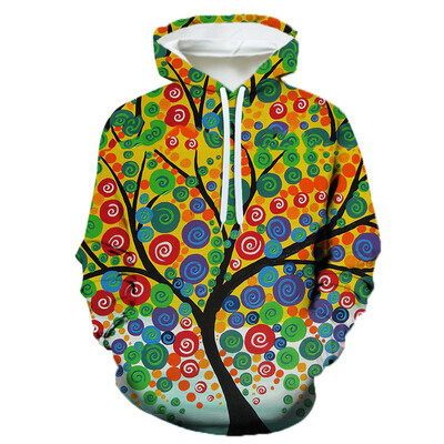 Psühhedeelse puu 3D prindiga Meeste/naiste Laxity Hoodie Juhuslik ülisuur pullover Moetopsid Populaarsed tänavarõivaste trendid meesterõivad