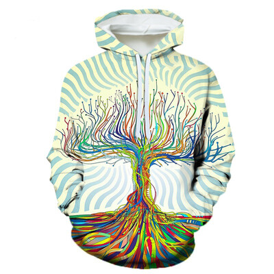Psühhedeelse puu 3D prindiga Meeste/naiste Laxity Hoodie Juhuslik ülisuur pullover Moetopsid Populaarsed tänavarõivaste trendid meesterõivad