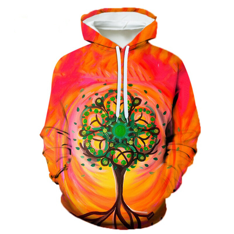 Psychedelic Tree 3D Print Vyriški / Moteriški Laxity Hoodie Laisvalaikio oversized megztiniai Madingi palaidinės Populiarūs gatvės aprangos tendencijos vyriški drabužiai