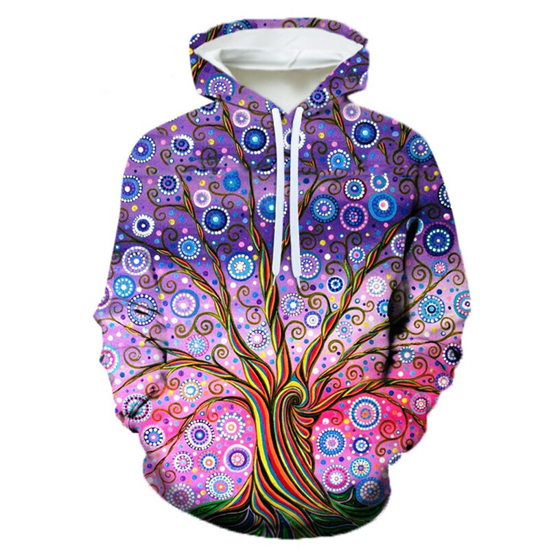 Psychedelic Tree 3D Print Vyriški / Moteriški Laxity Hoodie Laisvalaikio oversized megztiniai Madingi palaidinės Populiarūs gatvės aprangos tendencijos vyriški drabužiai