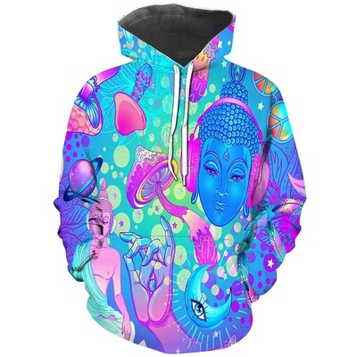 Πολύχρωμο Magic Mushroom Hoodie για άντρες Γυναικεία Φούτερ πουλόβερ με αφηρημένο μοτίβο 3D Φούτερ Casual μακρυμάνικο ανδρικό μπλουζάκι