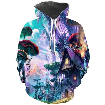 Πολύχρωμο Magic Mushroom Hoodie για άντρες Γυναικεία Φούτερ πουλόβερ με αφηρημένο μοτίβο 3D Φούτερ Casual μακρυμάνικο ανδρικό μπλουζάκι