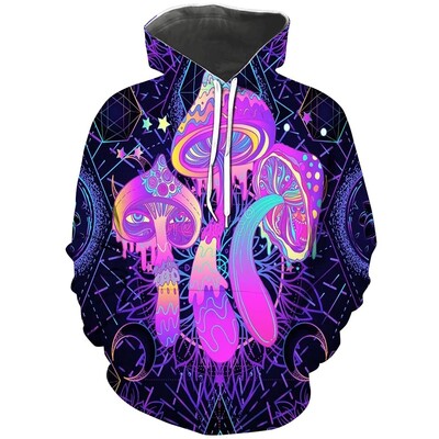 Πολύχρωμο Magic Mushroom Hoodie για άντρες Γυναικεία Φούτερ πουλόβερ με αφηρημένο μοτίβο 3D Φούτερ Casual μακρυμάνικο ανδρικό μπλουζάκι