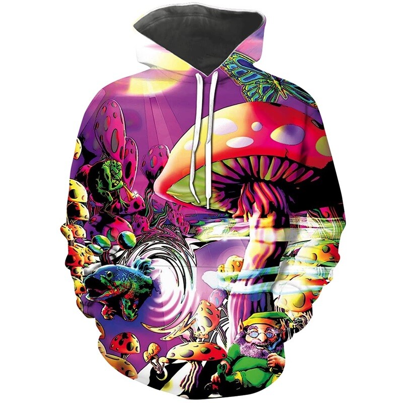 Πολύχρωμο Magic Mushroom Hoodie για άντρες Γυναικεία Φούτερ πουλόβερ με αφηρημένο μοτίβο 3D Φούτερ Casual μακρυμάνικο ανδρικό μπλουζάκι