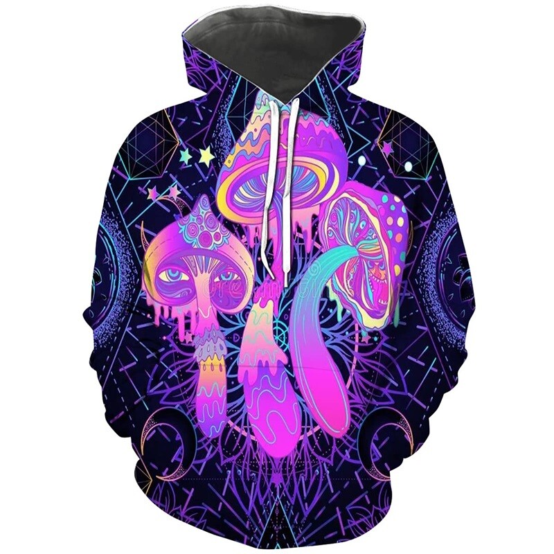 Πολύχρωμο Magic Mushroom Hoodie για άντρες Γυναικεία Φούτερ πουλόβερ με αφηρημένο μοτίβο 3D Φούτερ Casual μακρυμάνικο ανδρικό μπλουζάκι