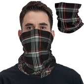 Recaros Tartan negru Scotch Bandana în carouri irlandeză Husă pentru gât Balaclava imprimată Esarfă învelită Crăciun pentru cap pentru bărbați, femei, adulți, rezistent la vânt